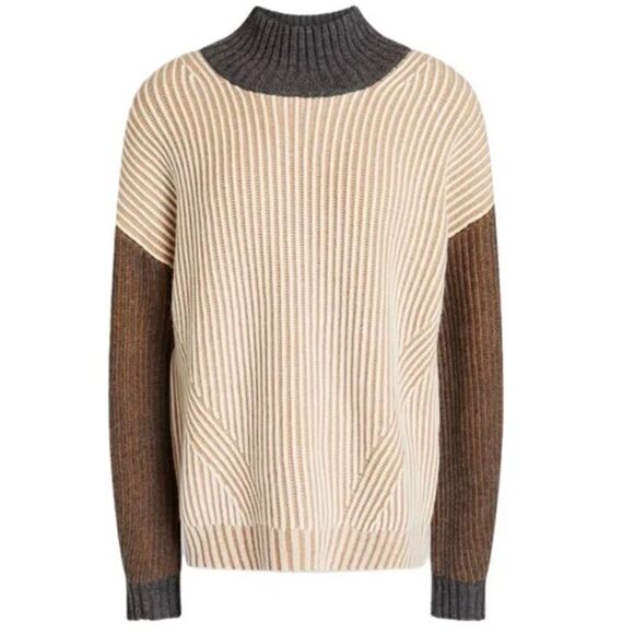 NWT NAADAM Fisherman Colorblock Turtleneck Sweater large-BB3 - Picture 1 of 6
